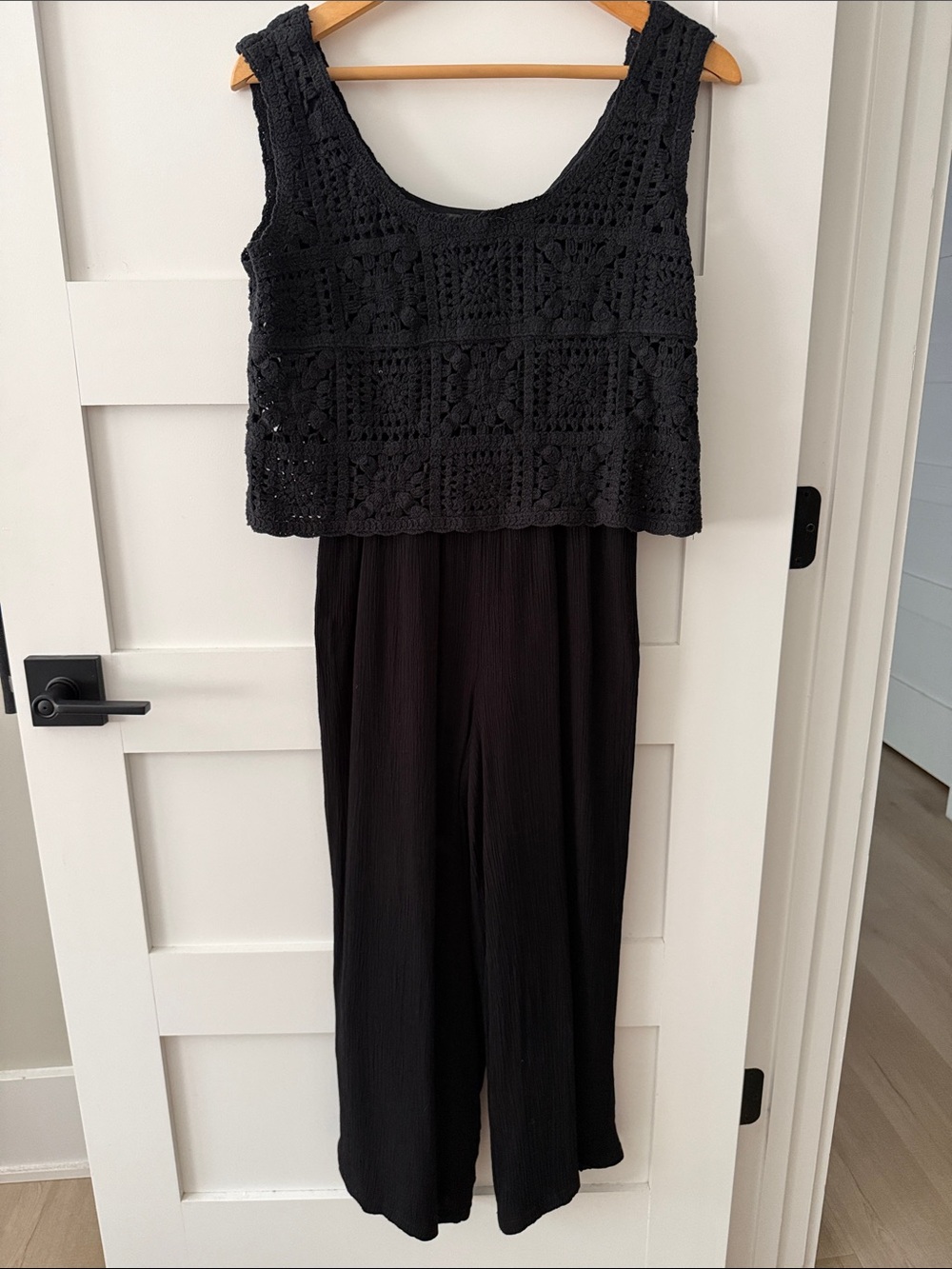 Three Dots | Crochet Jumpsuit | Black | XS